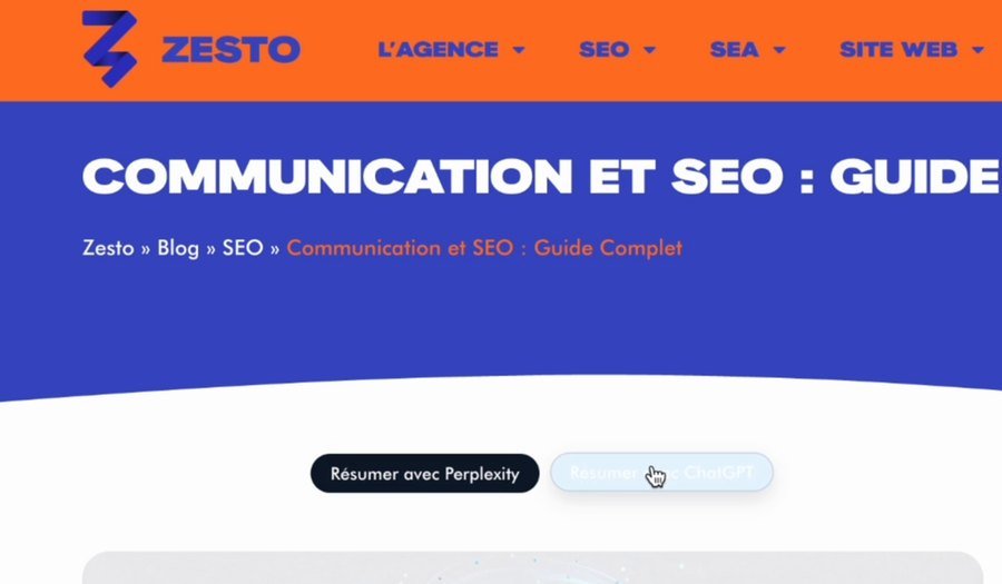 Boutons Résumer avec Perplexity et ChatGPT sur le blog Zesto
